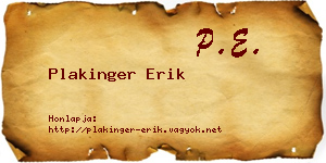 Plakinger Erik névjegykártya